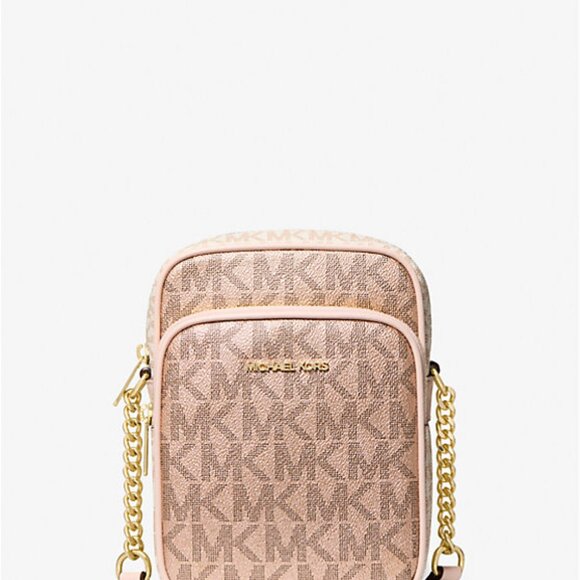 Michael Kors Jet Set Signature Logo Crossbody Bag Metallic Rose Gold Multi Boxed - Picture 5 of 10